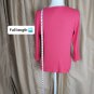 Talbots Pink Ribbed Pima Cotton Sparkle Detail V Neckline Top Size M