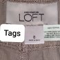 Ann Taylor LOFT Beige Front & Back Pockets 100% Cotton Tie Waist Skirt Size 8