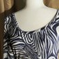 Chico's Size 0 Navy Blue & White Print Sheer Sleeves Top