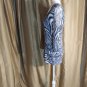 Chico's Size 0 Navy Blue & White Print Sheer Sleeves Top