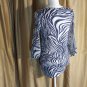 Chico's Size 0 Navy Blue & White Print Sheer Sleeves Top