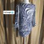 Chico's Size 0 Navy Blue & White Print Sheer Sleeves Top