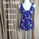 Ann Taylor purple floral print top size S
