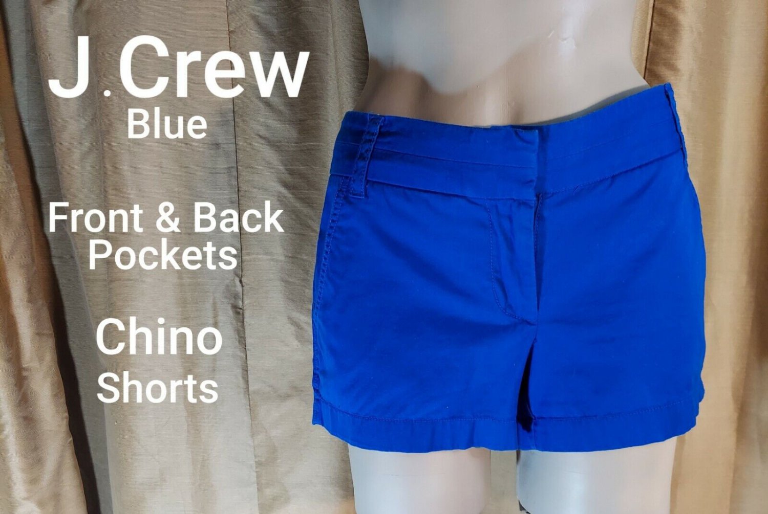 J.crew Blue 100% Cotton Front & Back Pockets Chino Shorts Size 0