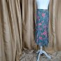 kim Rogers blue floral print elastic waist band skirt size L