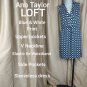 Ann Taylor LOFT Blue & White Print Upper Pocket Elastic Tie Waistband Dress Size