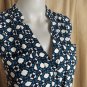 Ann Taylor LOFT Blue & White Print Upper Pocket Elastic Tie Waistband Dress Size