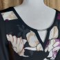 White House Black Market Black And Purple Floral Print Spandex Blend Detail V...