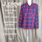 J.crew Mercantile Red&Blue Plaid 100% Cotton Upper Pockets Zip Neck Top Size L