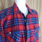 J.crew Mercantile Red&Blue Plaid 100% Cotton Upper Pockets Zip Neck Top Size L
