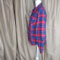 J.crew Mercantile Red&Blue Plaid 100% Cotton Upper Pockets Zip Neck Top Size L