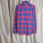 J.crew Mercantile Red&Blue Plaid 100% Cotton Upper Pockets Zip Neck Top Size L