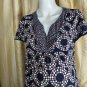 DUO Maternity V Neckline Black Printed Top Size L