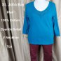 St.John's Bay Blue Sparkle Detail Cotton. Neckline Top Size XL