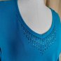 St.John's Bay Blue Sparkle Detail Cotton. Neckline Top Size XL