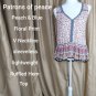 Patrons Of Peace Peach & Navy Blue Floral Print V Neckline Ruffled Hem...