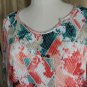 JM Collection Printed Drape Sleeve V Neckline Top Size 2X
