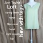 New With Tag Ann Taylor Loft Spring Green Detail Sleeveless Top Size L