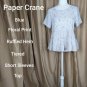 Paper Crane Blue Mix Floral Print Ruffled Tiered Top Size M