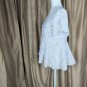 Paper Crane Blue Mix Floral Print Ruffled Tiered Top Size M