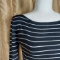 Ralph lauren black white stripe button detail top size M