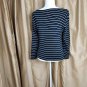 Ralph lauren black white stripe button detail top size M