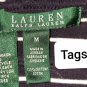 Ralph lauren black white stripe button detail top size M