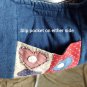 Handmade Hearts & Buttons  Blue & Red  Denim Handbag
