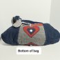 Handmade Hearts & Buttons  Blue & Red  Denim Handbag