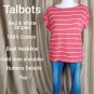 Talbots Red & White Striped Gold Shoulder Buttons Top Size XL