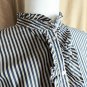 Vintage Gap Navy Blue & Yellow Striped Cotton Ruffled High Neck Button Down Cap