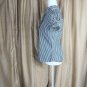 Vintage Gap Navy Blue & Yellow Striped Cotton Ruffled High Neck Button Down Cap