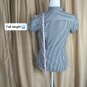 Vintage Gap Navy Blue & Yellow Striped Cotton Ruffled High Neck Button Down Cap