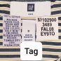 Vintage Gap Navy Blue & Yellow Striped Cotton Ruffled High Neck Button Down Cap