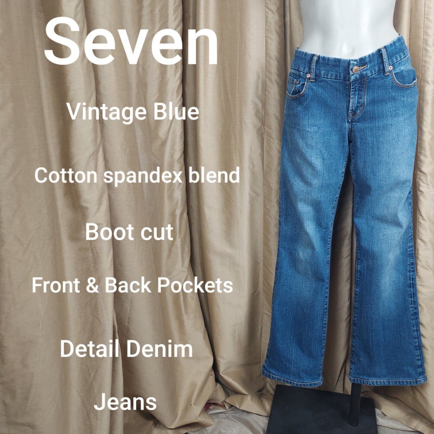 Seven Vintage Blue boot cut Cotton Spandex Blend Denim Jean size 32