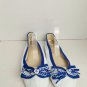 Port Of Naples White & Blue Leather Bow Slip On Dance Shoes Size 7M.