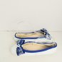 Port Of Naples White & Blue Leather Bow Slip On Dance Shoes Size 7M.