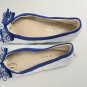 Port Of Naples White & Blue Leather Bow Slip On Dance Shoes Size 7M.