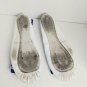 Port Of Naples White & Blue Leather Bow Slip On Dance Shoes Size 7M.