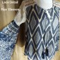 Flying Tomato Ivory Lace Detail Navy Blue Print Flair Sleeves Top Size S