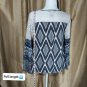 Flying Tomato Ivory Lace Detail Navy Blue Print Flair Sleeves Top Size S
