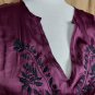 Rue21 Purple & Black Lace Trim Floral V Neckline Top Size S
