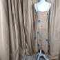 Vintage Beige Floral Print Side Split Dress Size L