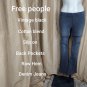 Free People Vintage Black Raw Hem Back Pockets Denim Slip On Jeans Waist Size 24