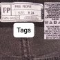 Free People Vintage Black Raw Hem Back Pockets Denim Slip On Jeans Waist Size 24