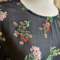 Forever 21 Black Sheer Floral Print Ruffled Detail Top Size XL