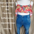 New with tags Sun Lab red floral print swim top size XL