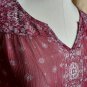 Maurices Berry Pink & Gray Print Sheer V neckline Top Size XL