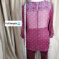Maurices Berry Pink & Gray Print Sheer V neckline Top Size XL
