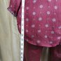 Maurices Berry Pink & Gray Print Sheer V neckline Top Size XL